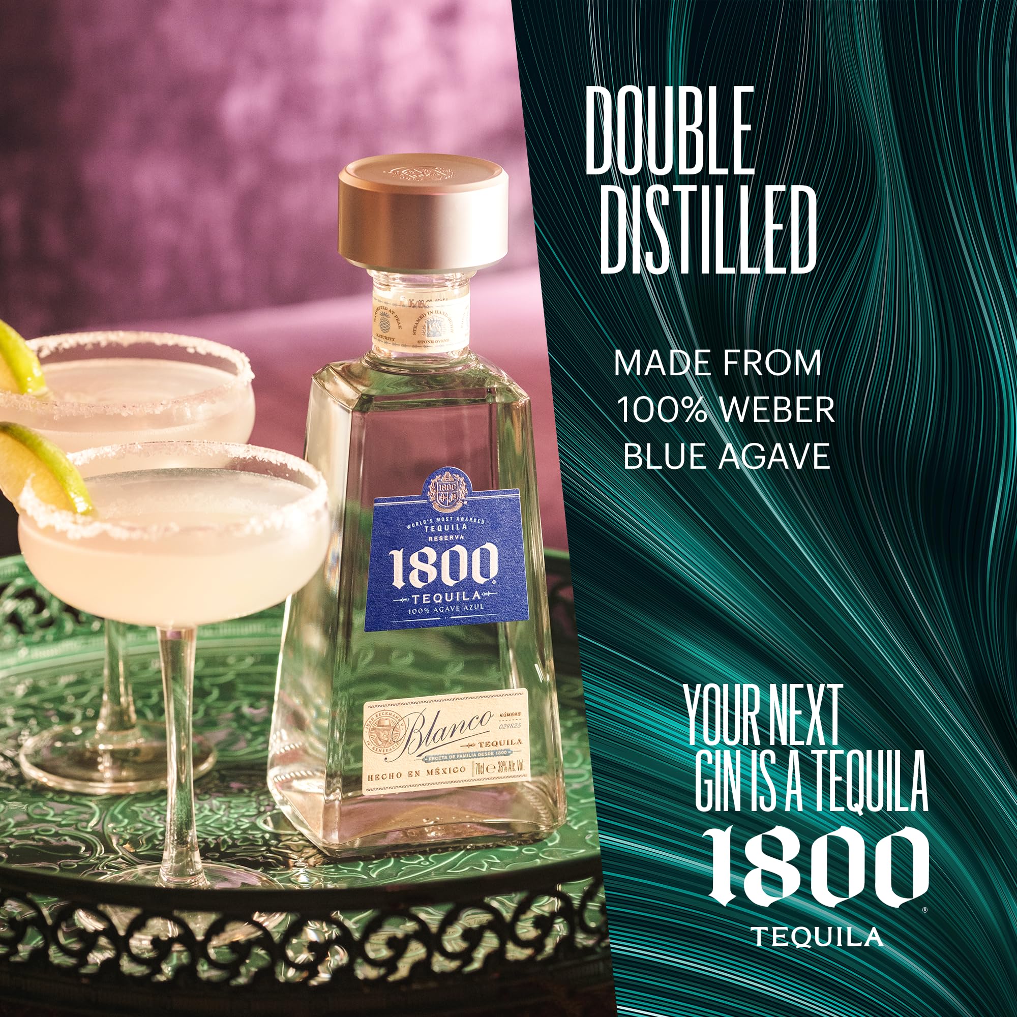 1800 Silver 70 cl - Tequila premium 100% Blue Agave. Sapore bilanciato con note fruttate e pepate. 38% vol.