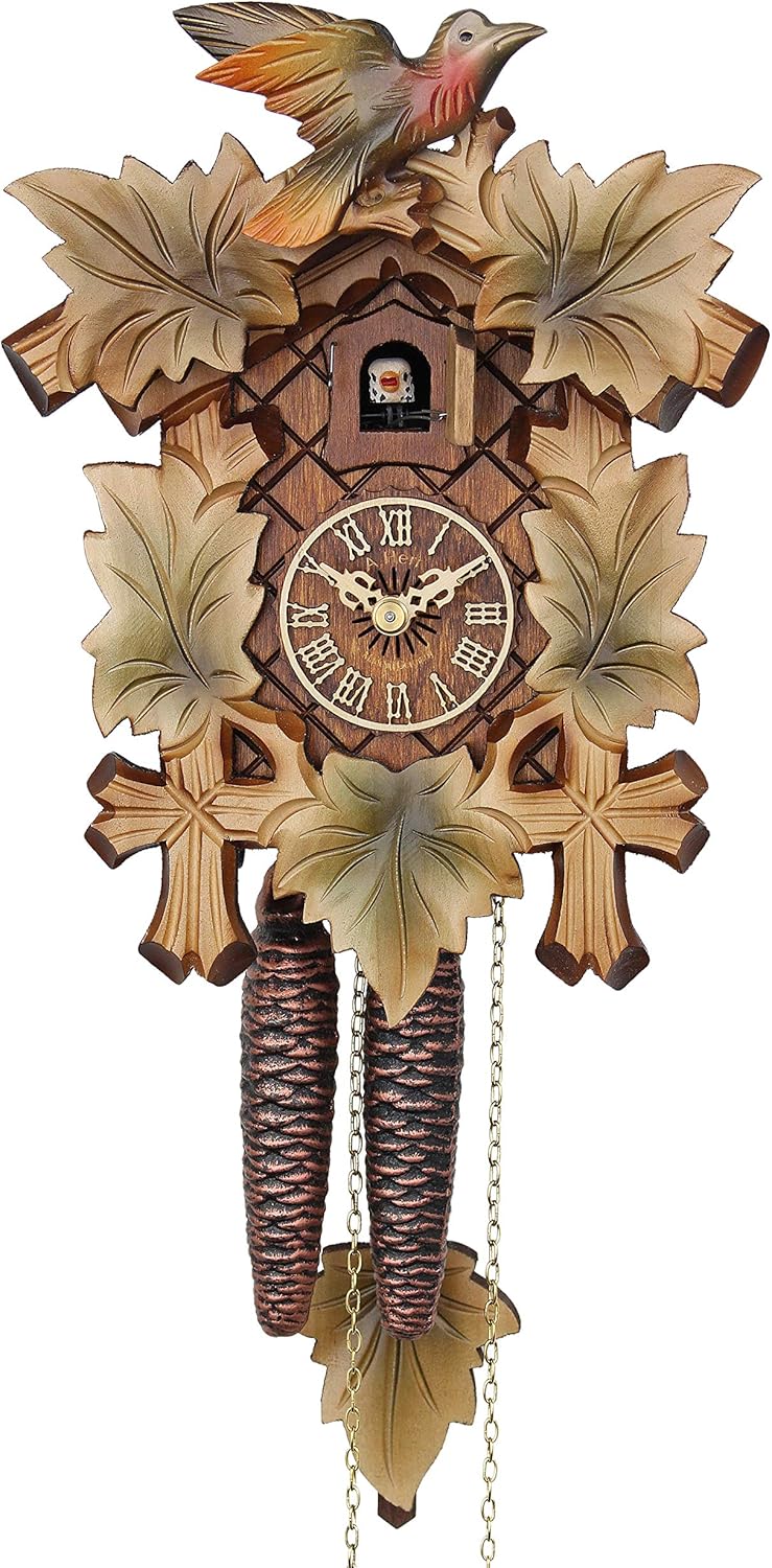 Cuckoo Clock - The Traditional Vine Leaves Painted