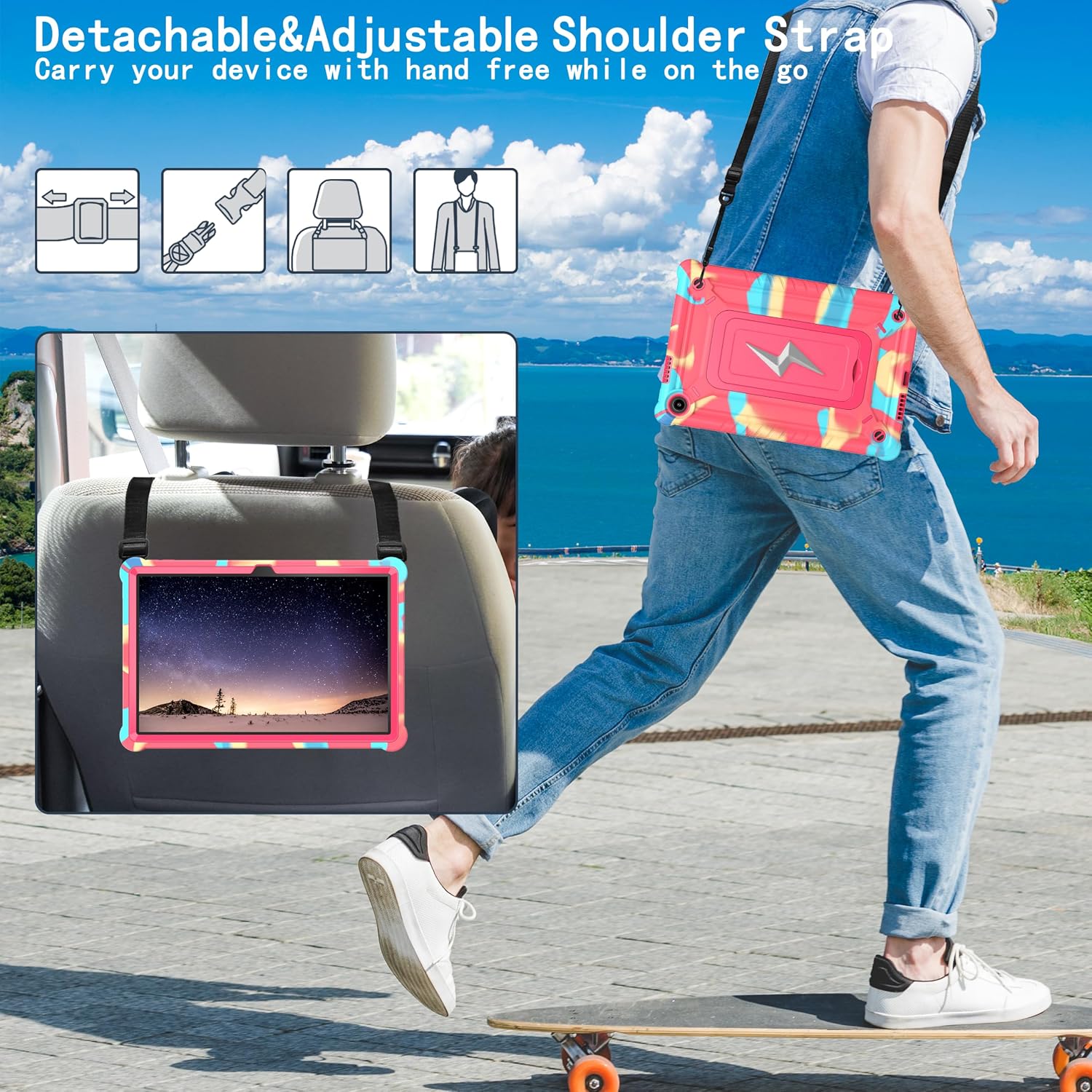 Case for Lenovo Tab 10.1 inch 2025 Released (TB311FU) - Hybrid Protective Case Cover with Kickstand Lightning Design (Candy/Pink)