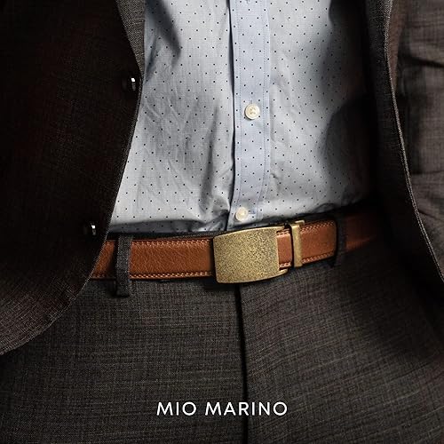 Miniatura 8 de Marino Avenue Cinturón de vestir para hombre de cuero auténtico con cierre de hebilla Linxx y caja de regalo