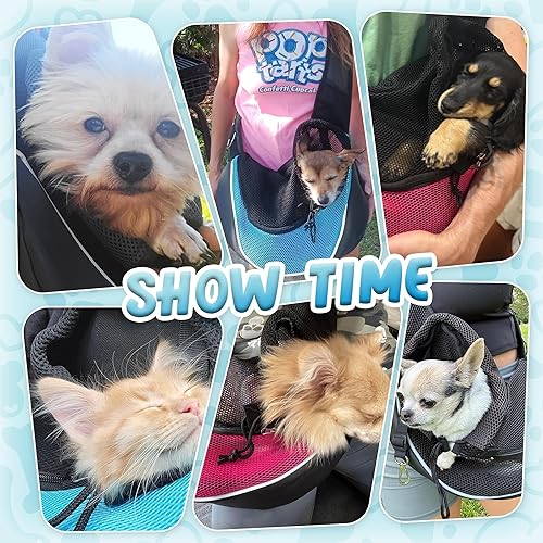 Miniatura 6 de WOYYHO Arnés transportador para perros pequeños, transpirable, para perros pequeños y medianos, ajustable, para viajes con parte inferior, cian,