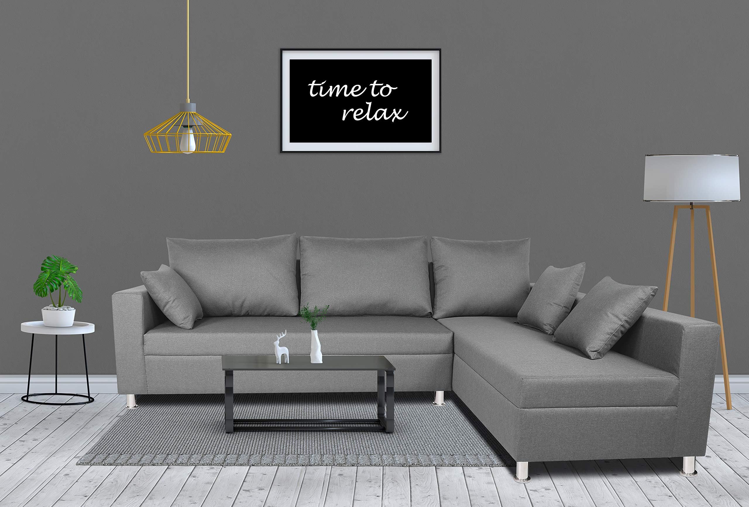 Straight line L Shape Sofa (Light Grey)