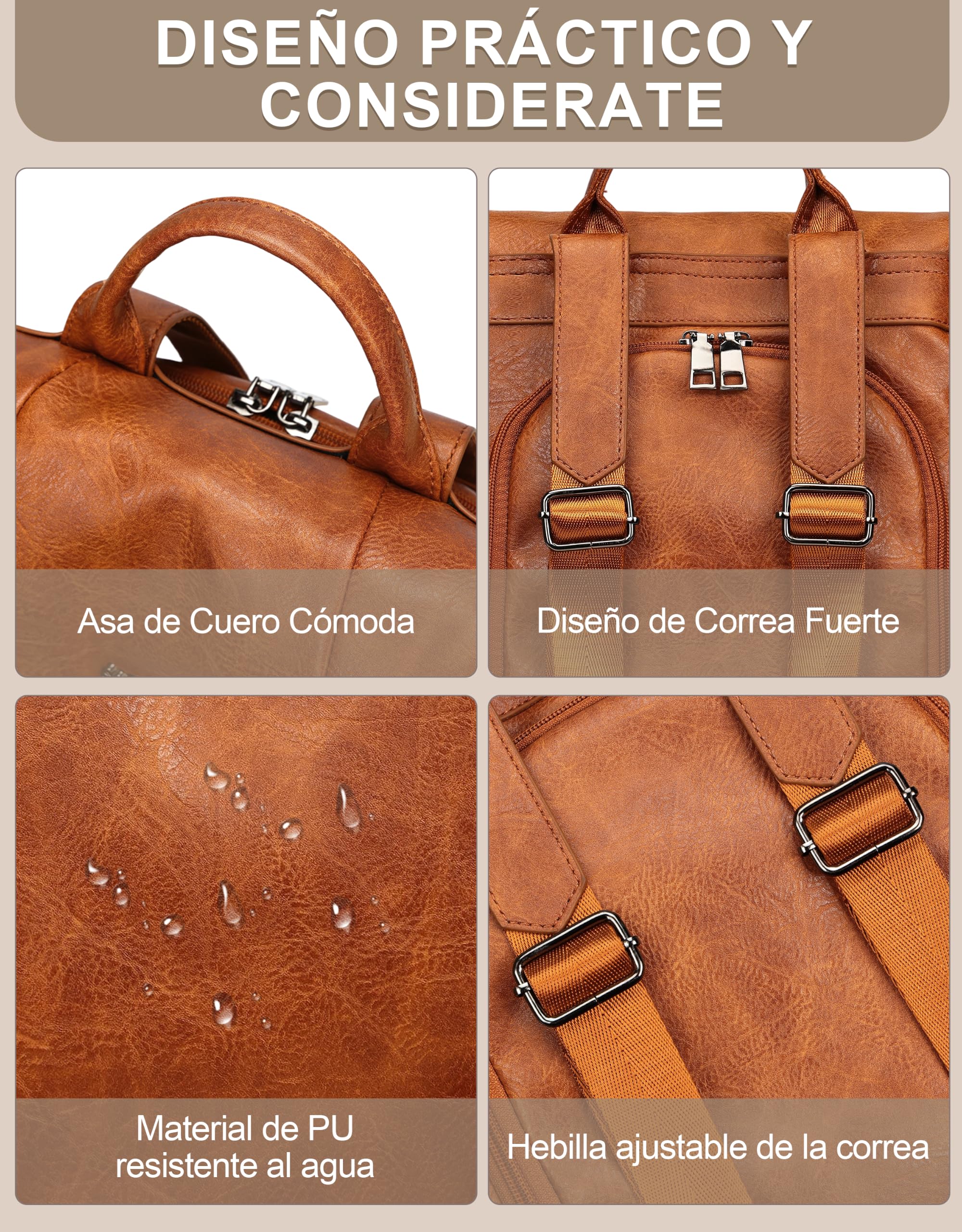 Mochila Mujer Antirrobo con Protección RFID y Bolsillo Pequeño