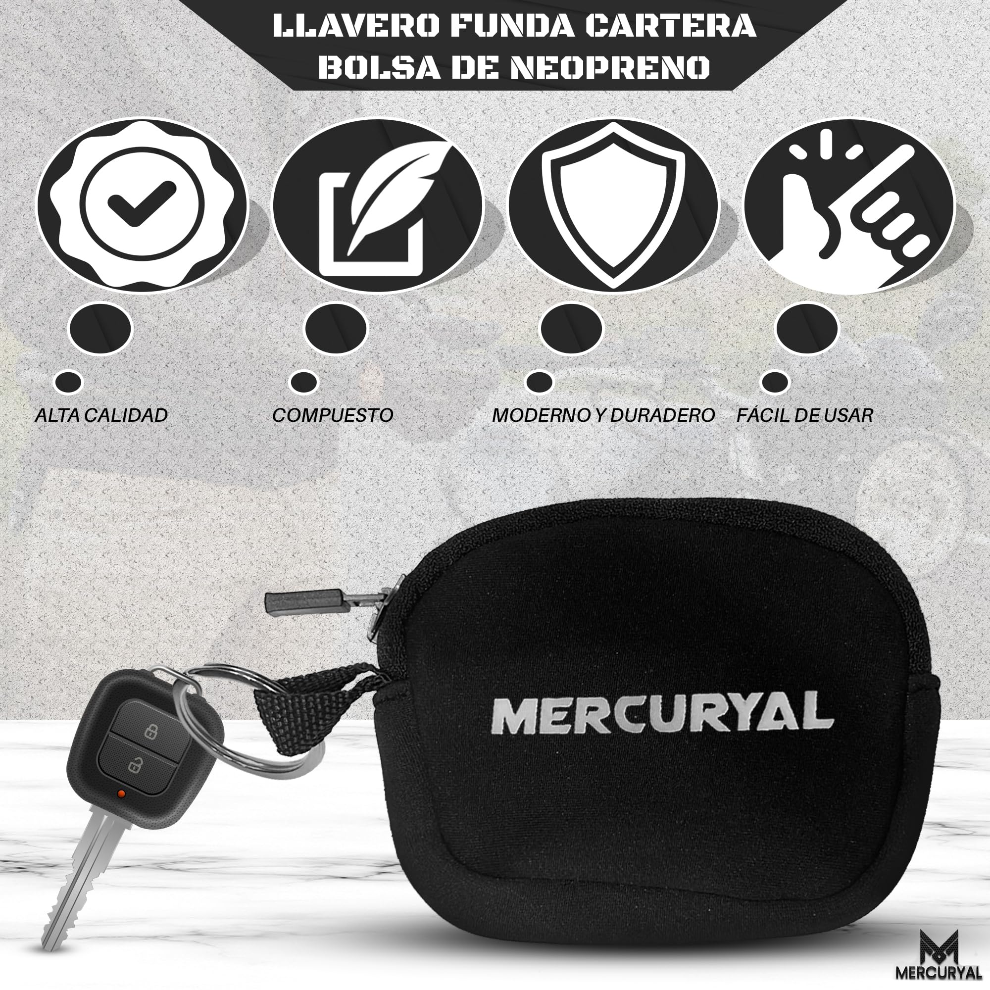 MERCURYAL Llavero Moto de Neopreno Para Guardar Llaves - Accesorios Moto - Llavero Llaves Con Anilla - Accesorios para Moto - Llavero para Moto - Llavero Monedero - 3