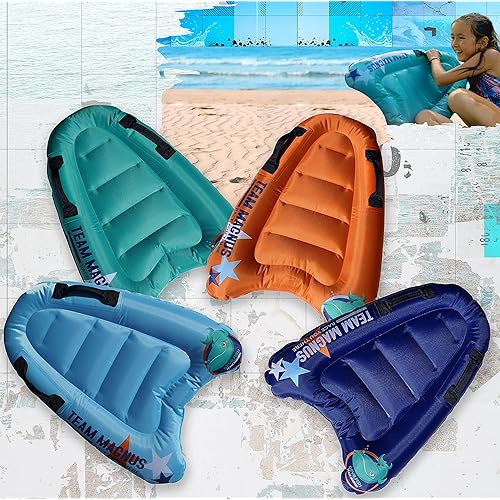 TEAM MAGNUS Devilfish Kids' Bodyboard - 4 Pack of Robust inflatables for Slip and Slides, Beach, Pool
