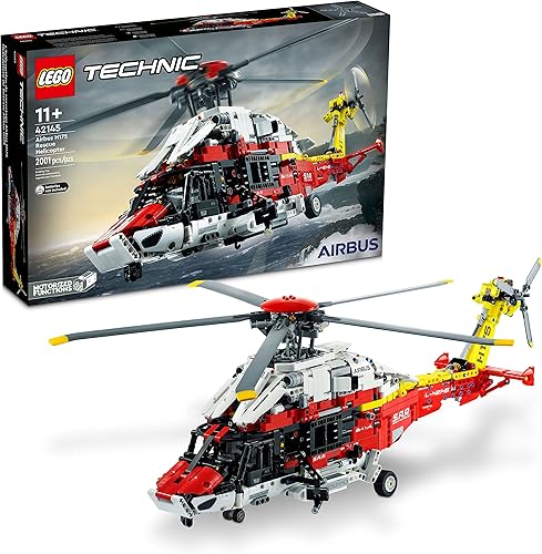 LEGO Technic Airbus H175 Helicóptero de rescate 42145, juego de construcción de modelos educativos para niños, con rotores giratorios y