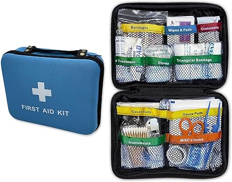 Rapid Care First Aid 160-Piece All-Purpose First Aid Kit for Home, Office & Car Compact Color Coded Emergency Preparedness Kit with CPR Barrier, Emergency Blanket, Ice Pack & Other Essentials