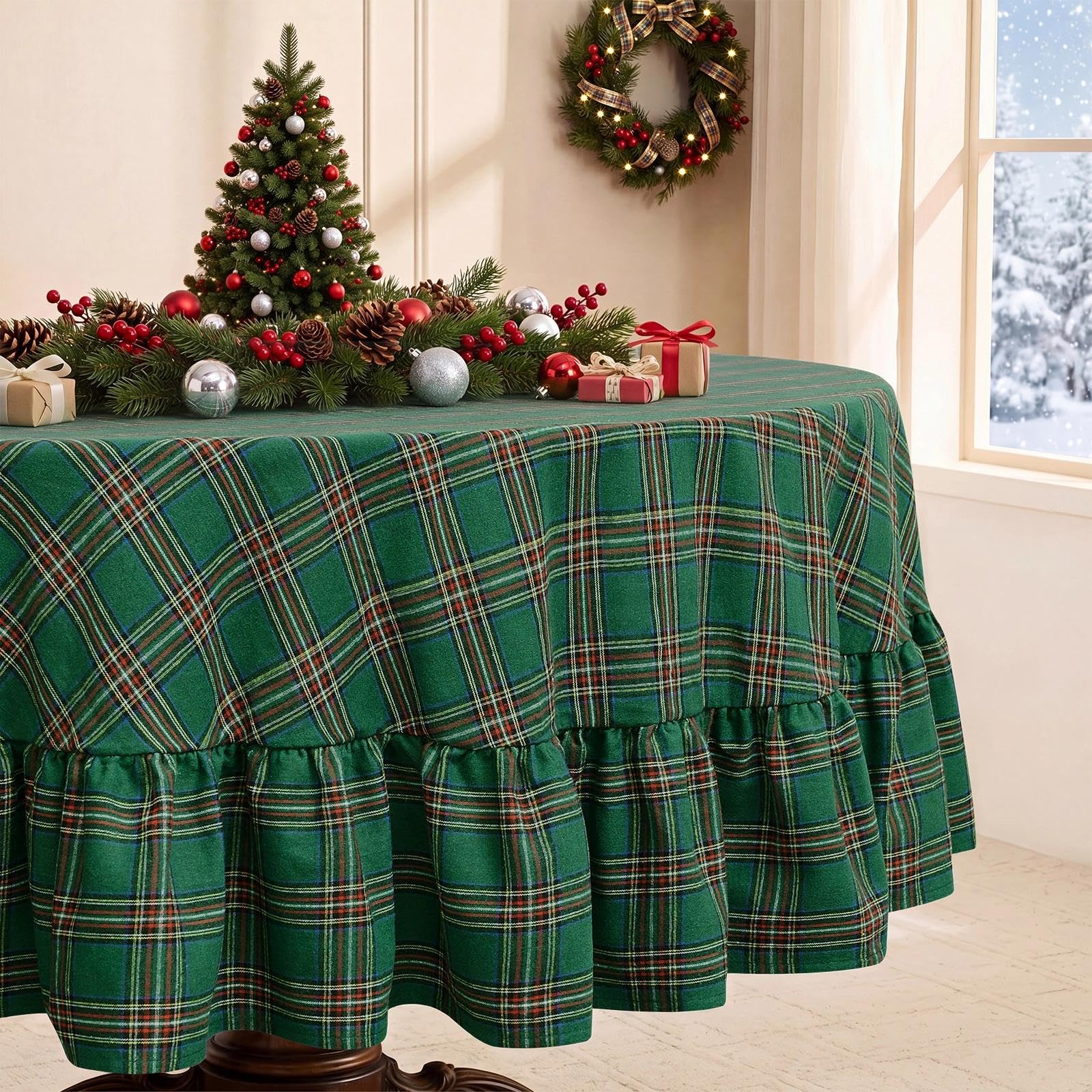 Orange Gingham Tablecloth - Ruffled Rectangle -30