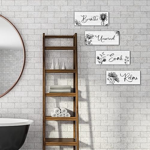Miniatura 5 de 4 placas de madera para pared, decoración de baño grande para el hogar, spa y lavandería