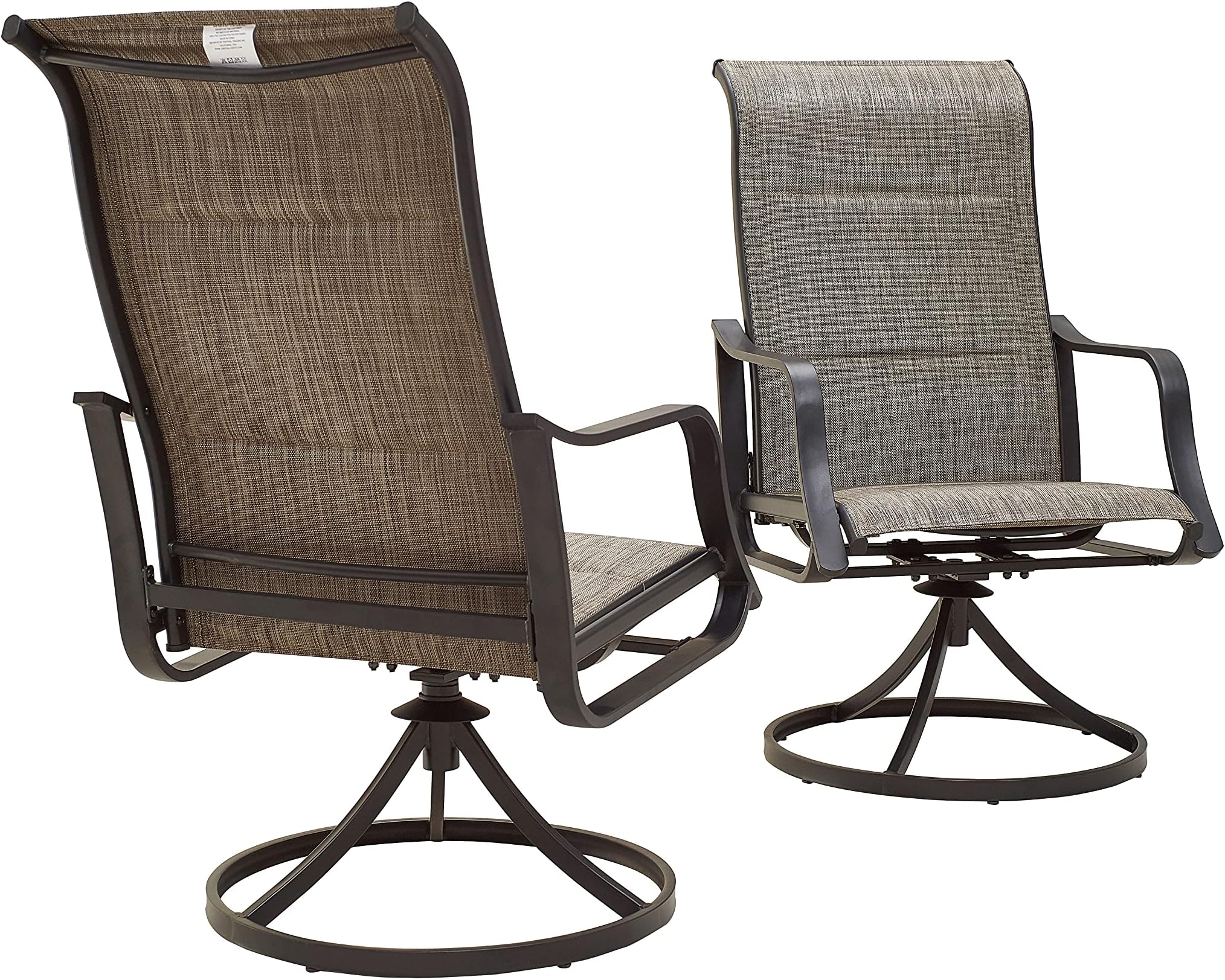 LOKATSE HOME Outdoor Patio Swivel Rocking Chair Set Sling(Set of 2), 2, Gray