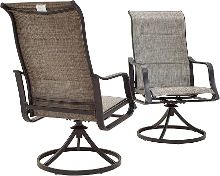 LOKATSE HOME Outdoor Patio Swivel Rocking Chair Set SlingSet of 2, 2, Gray