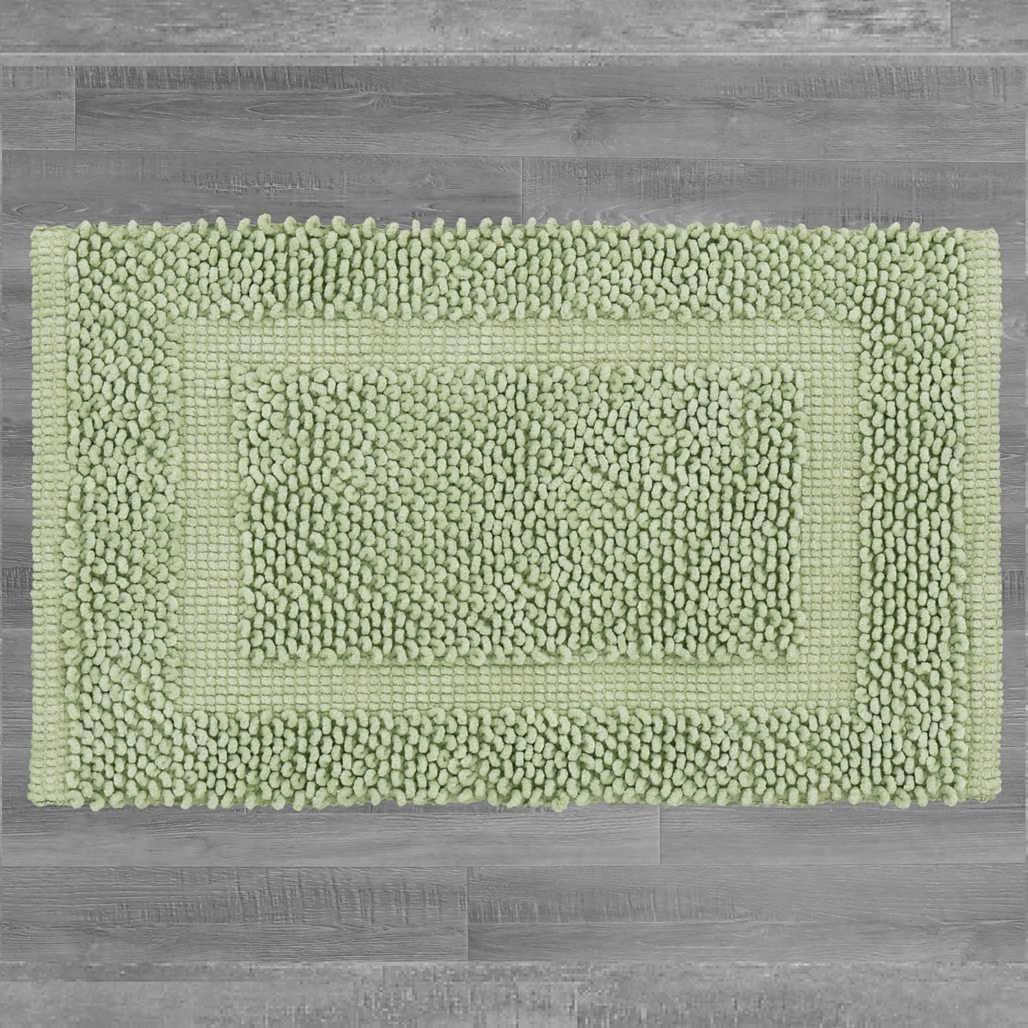 Jean Pierre New York 100% Chenille Cotton Skid Resistant Plush Bath Mat - 27"x45" Bathroom Rug - Sage Green
