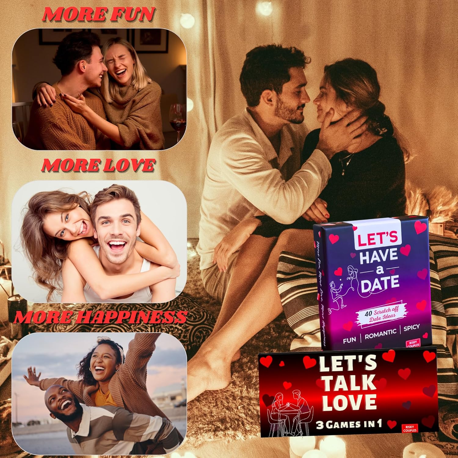 Fun & Romantic Games for Couples Date Night - Valentines Christmas idea for her for him - Intimate and Spicy Ideas to Spice up Relationship