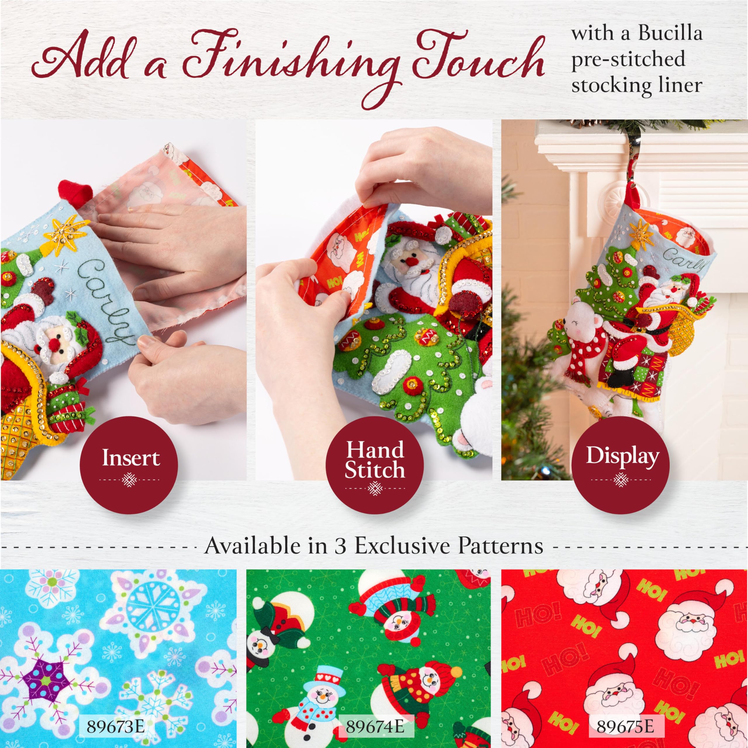 Bucilla Felt Stocking Applique Kit 18" Lungo Christmas Tree Surprise w/String Lig