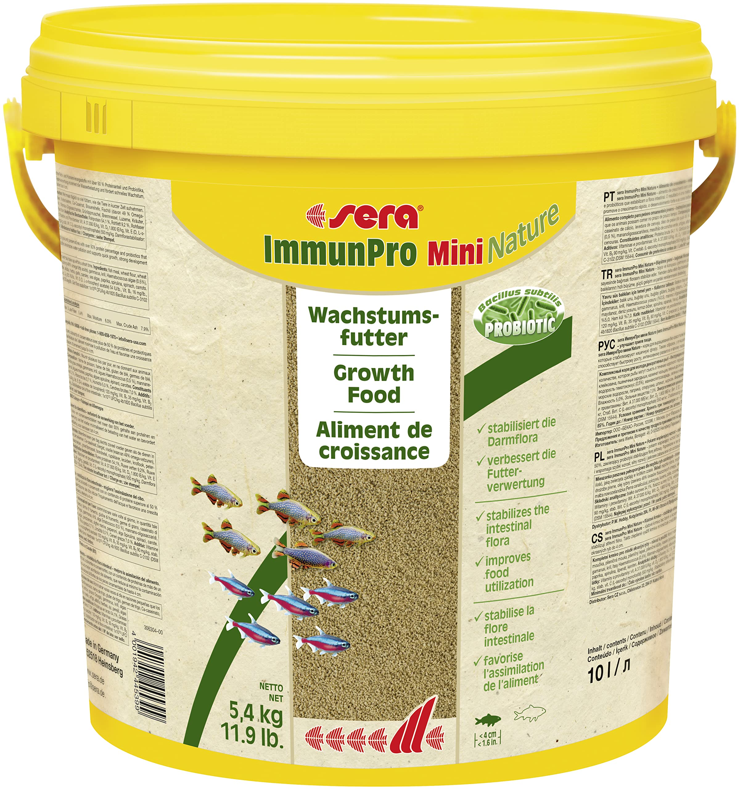 sera ImmunPro Mini Nature 10.000 ml (5,4 kg) – Alimento probiótico de Crecimiento para Peces de hasta 4 cm