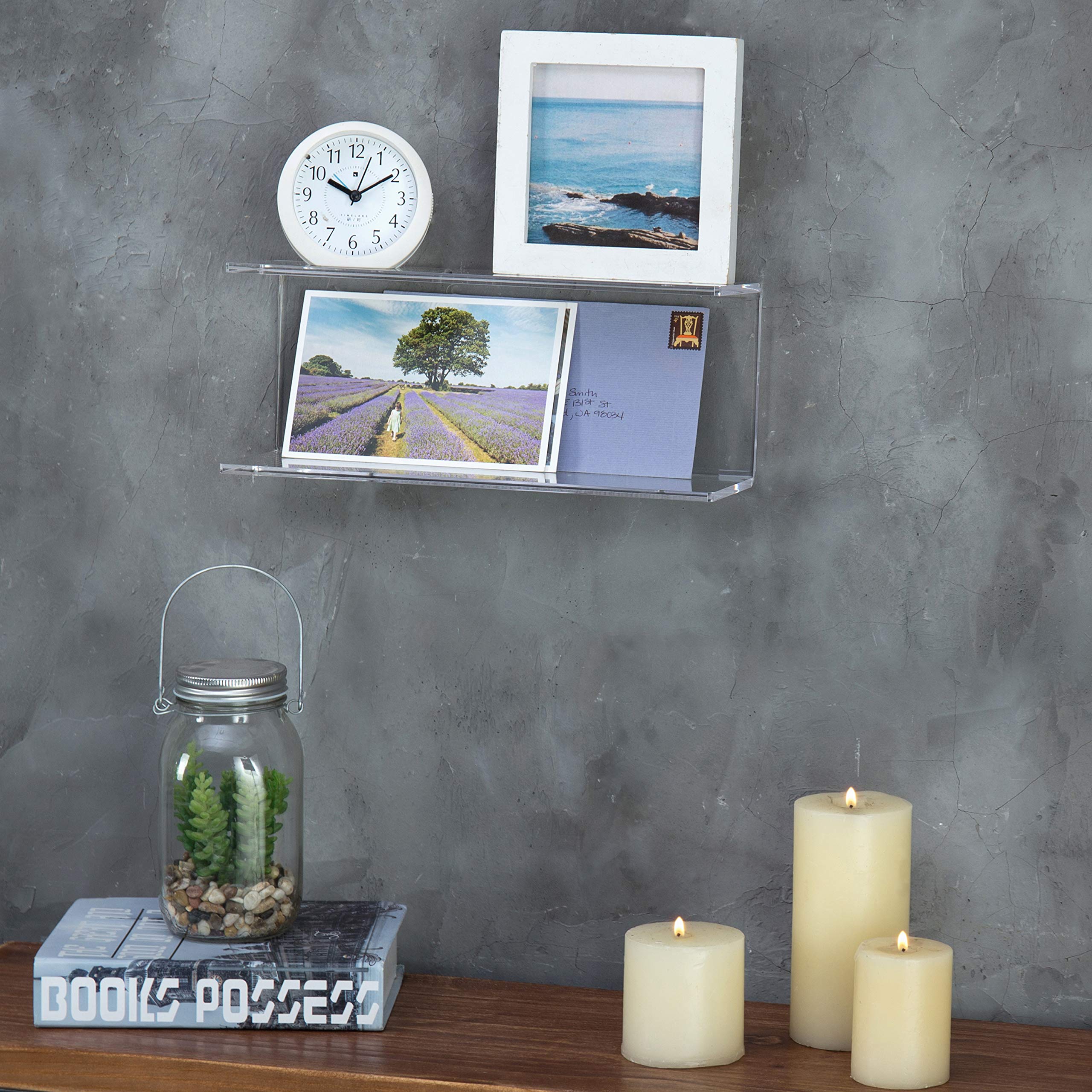 MyGift 2Tier Clear WallMounted Acrylic Display Shelves/Kitchen