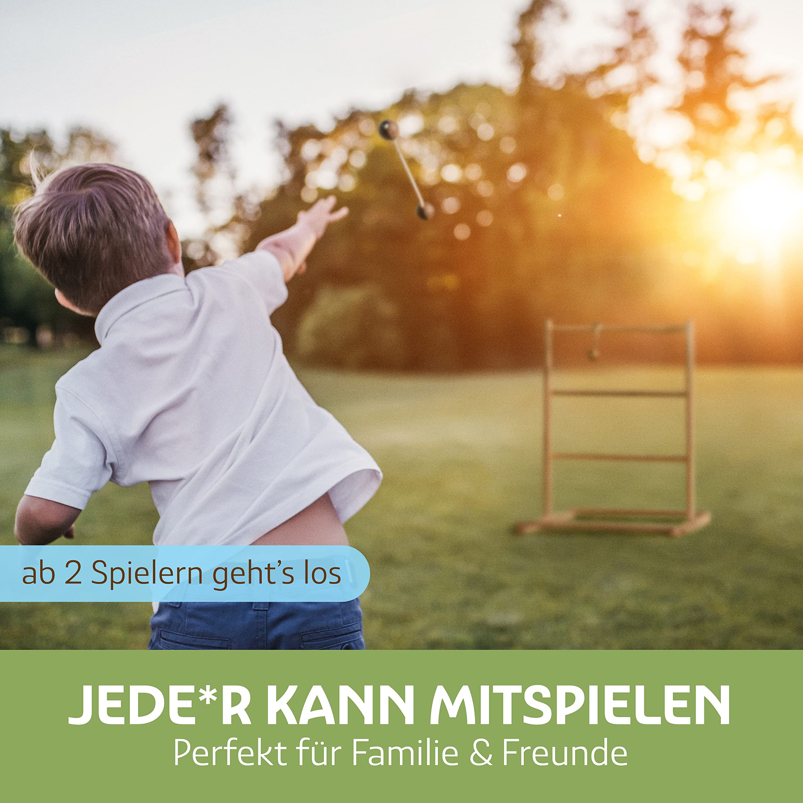 LISA & MAX Leitergolf Outdoor aus FSC® zertifiziertem Holz - Test SEHR GUT - Robustes & Natürliches Leiterspiel mit 6X Leitergolf Bällen - Outdoor Wurfspiel - Made in EU