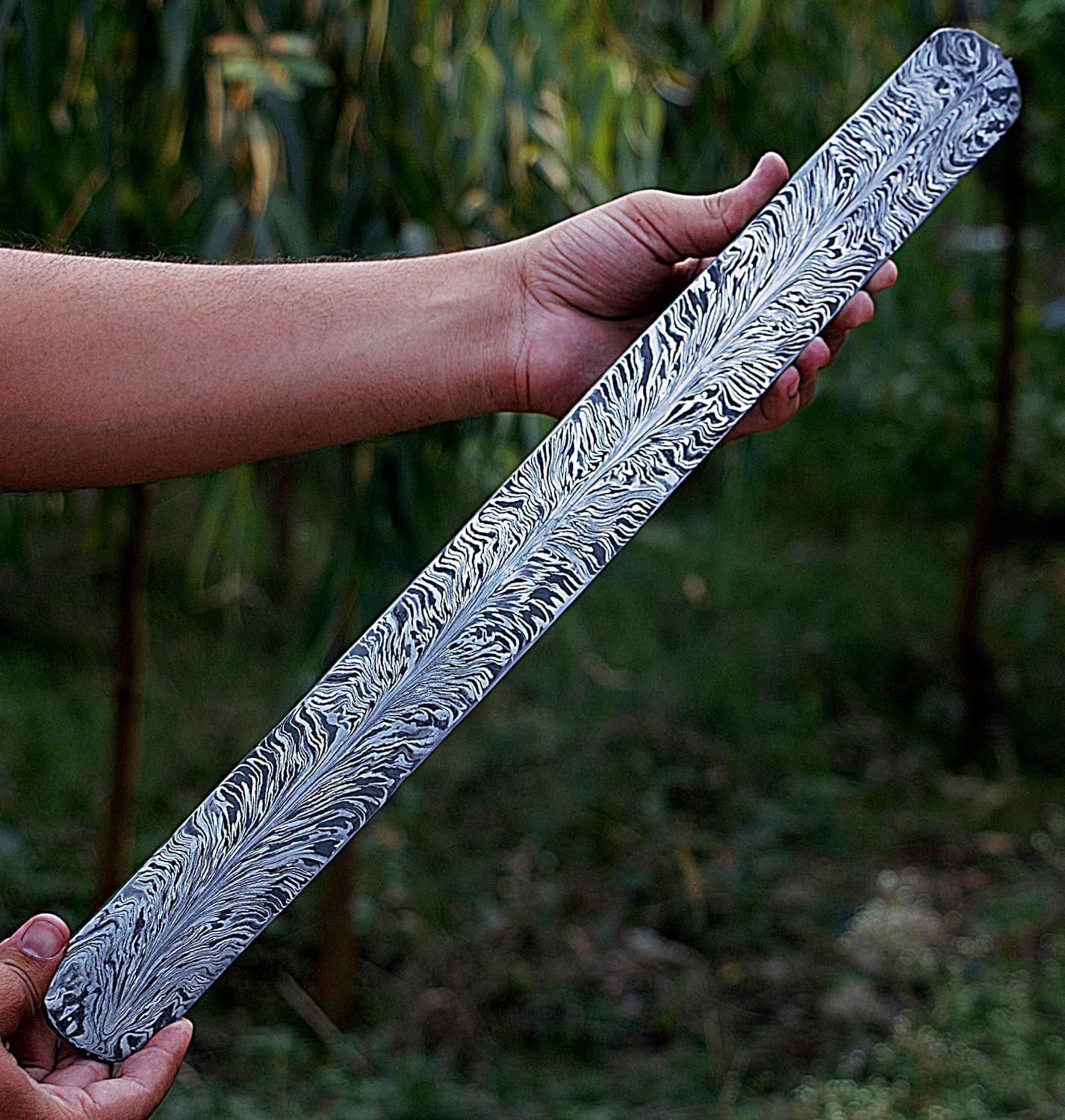 Feather Damascus Billet - Knife Making Supplies - Damascus Bar Stock 20 Inches 3783