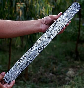 Forged Damascus Steel Billet Blank Bar Stock for Knife Making Feather Pattern 20 x 1.75 Inches jnr3783
