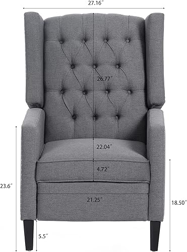 Miniatura 2 de Silla reclinable individual con respaldo empujado, sistema de pie de doble función de 27 pulgadas de ancho, silla de ala manual para oficina,