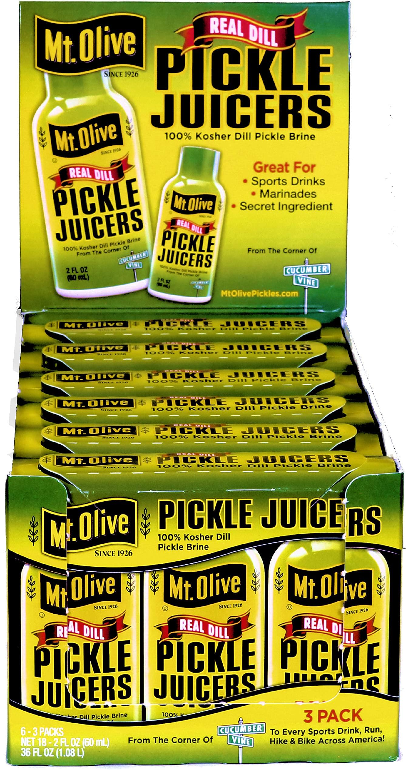 Mt. Olive Pickle Juicers Kosher Dill Pickle Brine, 2 Ounce Bottle, 18 Count