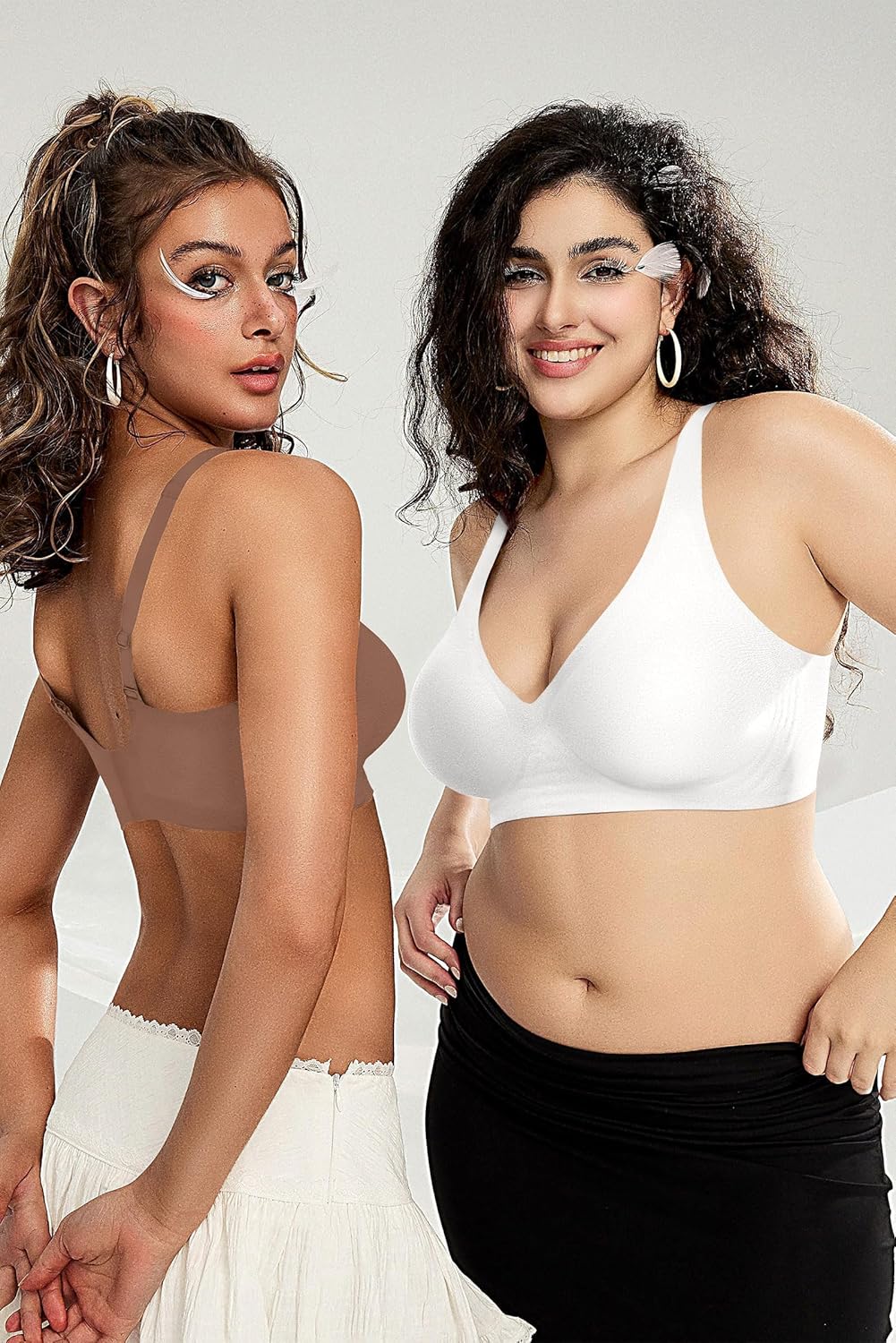 OEAK Womens Deep V Bras Wireless Comfortable Bra Supportive No Underwire Bras Tshirt Push Up Bralettes Plunge Seamless Bra - Image 8