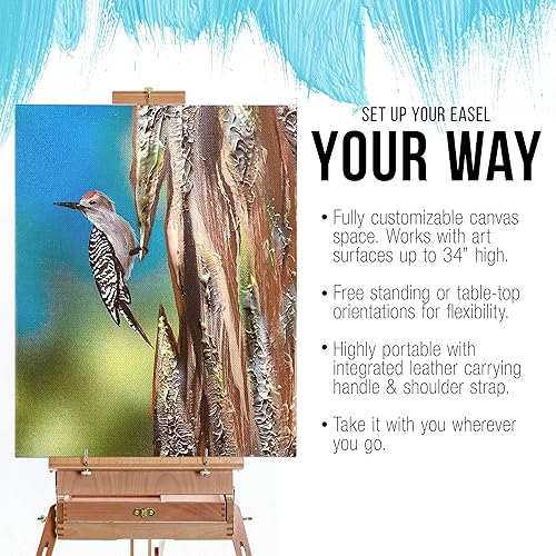 Miniatura 4 de US Art Supply Coronado Caballete de madera grande estilo francés para campo y estudio con cajón de artista paleta madera de haya premium trípode de