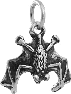 Little Devil Designs Sterling Silver Fruit Bat, Megabat - SMALL, 3D Double Sided - (Charm Only or Necklace)