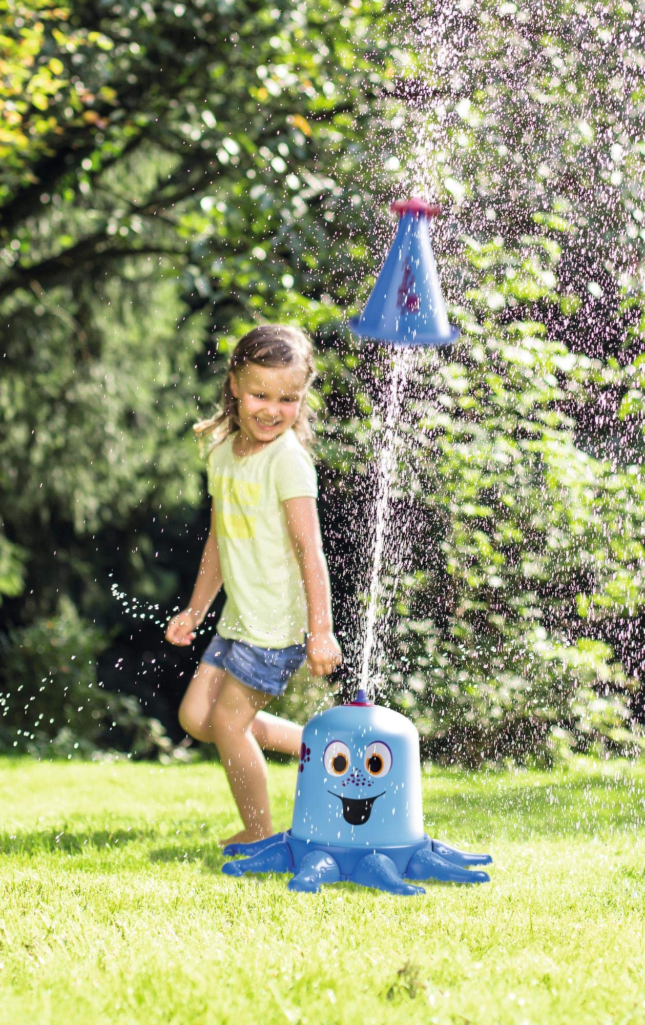 Big - Aqua-Nauti - Wassersprinkler mit bis zu 4 Meter hohem Strahl, Gartensprinkler für Kinder in Krakenform, genormter Schlauchanschluss mit Dichtung, für Kinder ab 3 Jahren