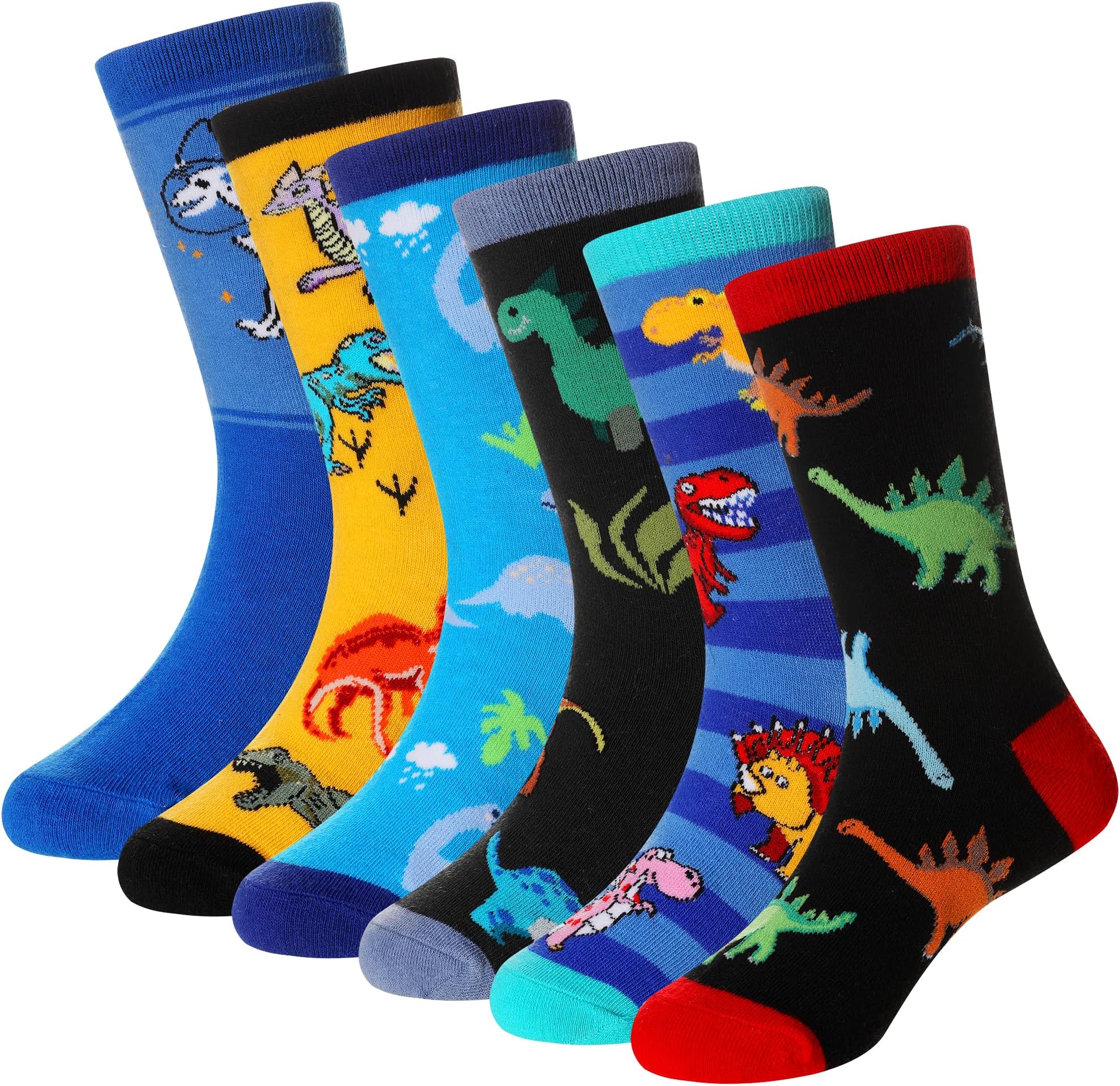 Boys Cotton Crew Socks Kids Novelty Animal Soft Funny Casual Fashion Breathable Kids Socks 6 Pairs