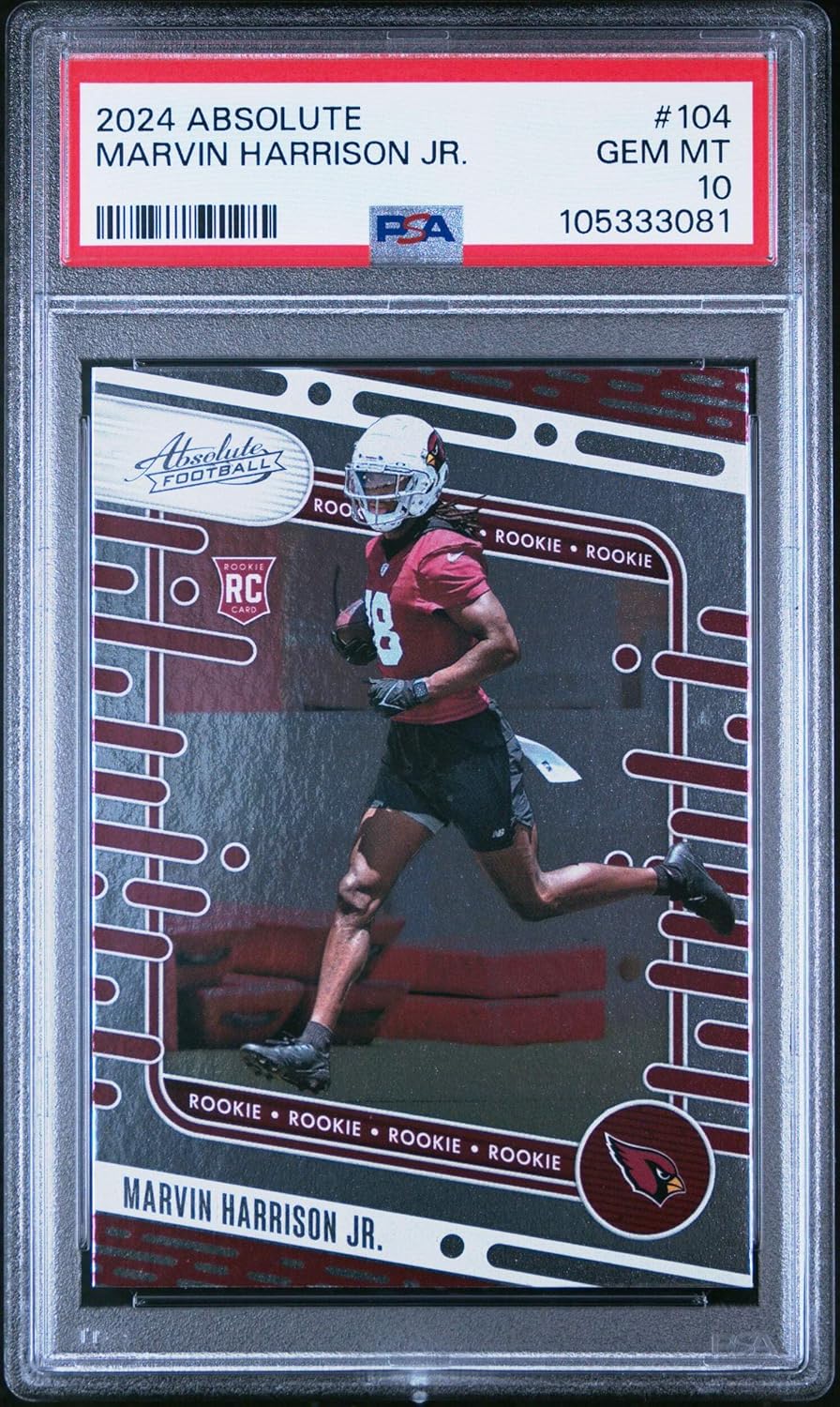 Graded 2024 Panini Absolute Marvin Harrison Jr #104 Rookie RC Football Card PSA 10 Gem Mint