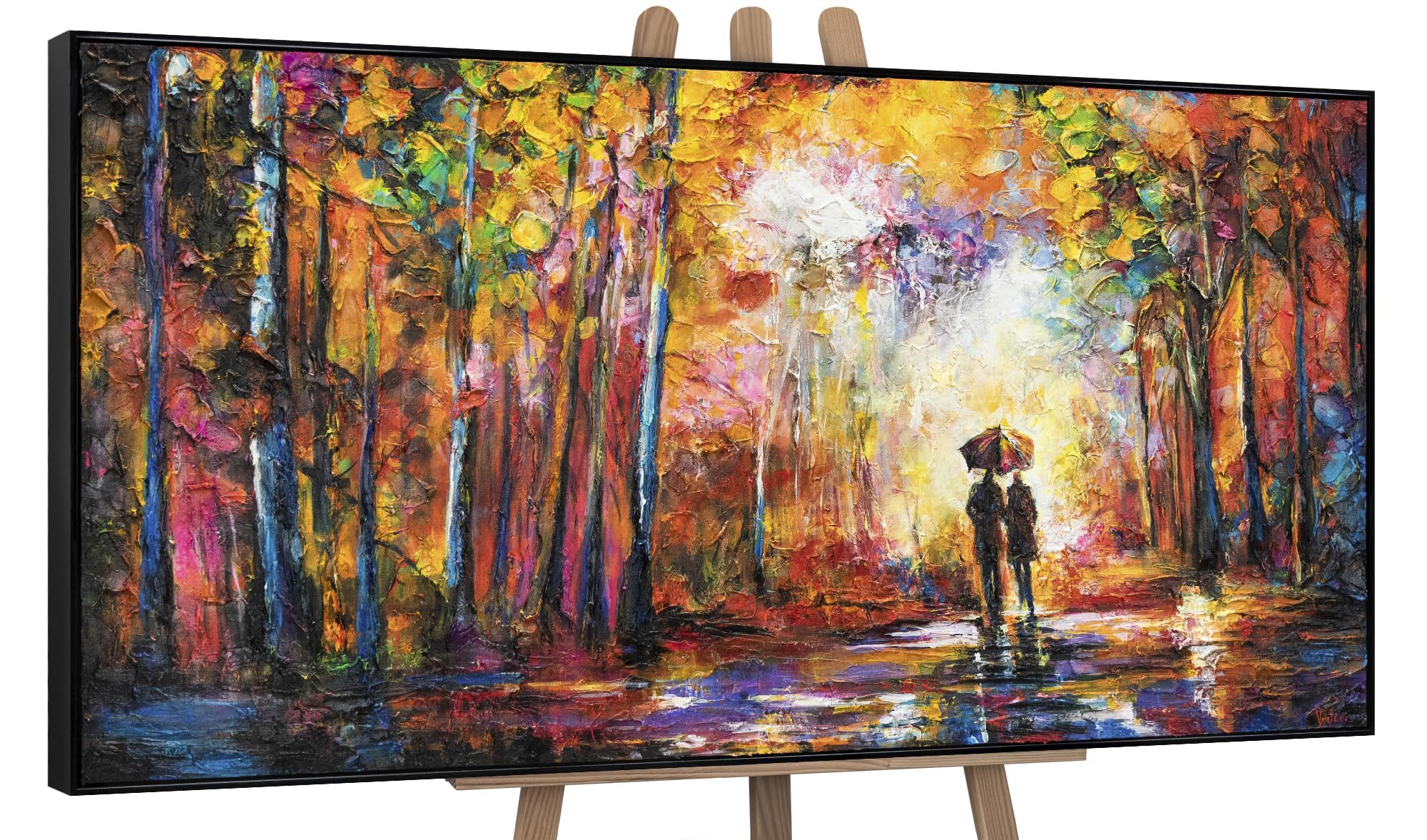 Quadro Acrilico Su Tela YS-Art 'Cascata' – Dipinto A Mano, Pronto Da Appendere, 140x70 Cm, Decorazione Salotto - 6