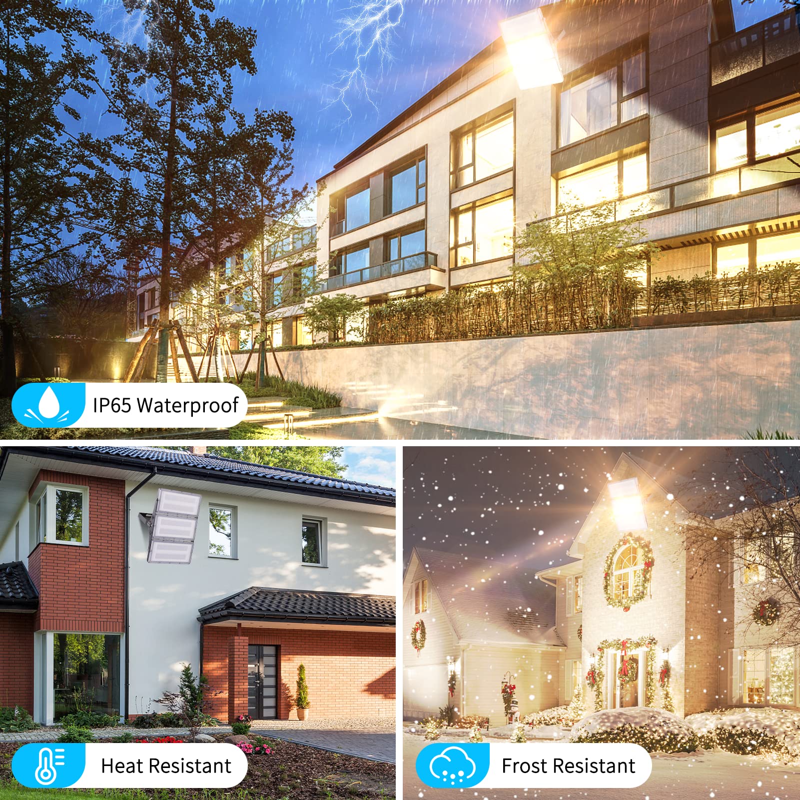 MKKM LED Strahler Flutlichter außen 300W Superhell 30000lm Flutlichtstrahler 6500K IP67 Wasserfest Außenstrahler für Sportplatz (Warmweiß, 300W)