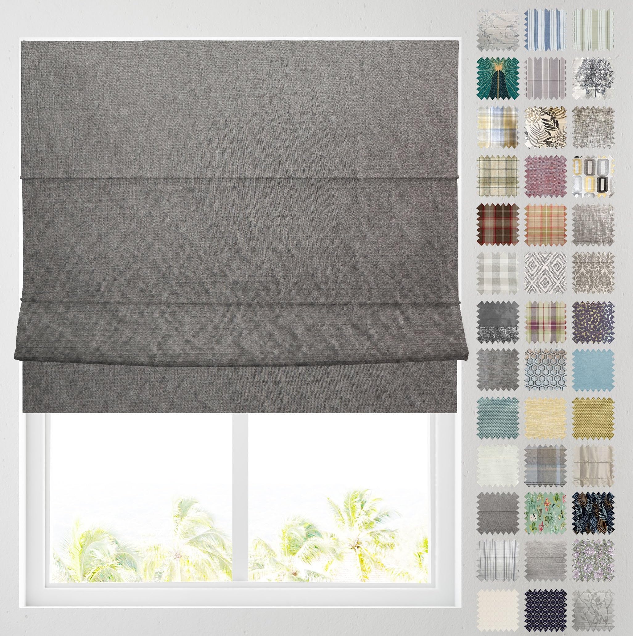 Barnes Blinds And Interiors Rome Alderslate Barnes Blinds - Patterned Roman Blinds, Fully Lined, Custom Sizing Available - Durable Fittings Easy Fit ( 153Cm)