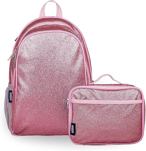 Wildkin Paquete de mochila para niños de 15 pulgadas con lonchera (purpurina rosa)