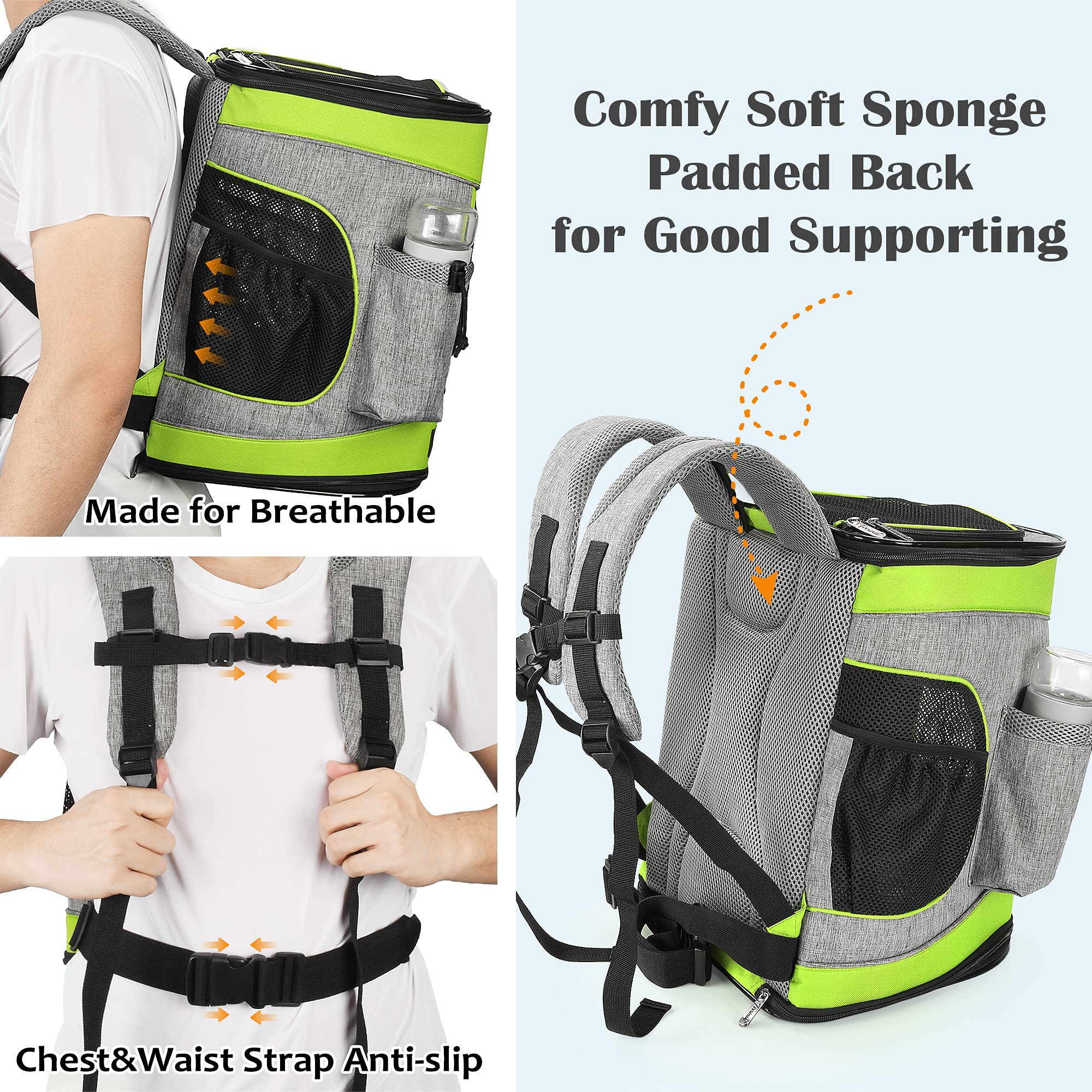 Kato Tirrinia Mochila para Perros, Bolsa de Transporte para Mascotas con Malla para Perros medianos, Gatos, Mochila para Cachorros de 1.5 LB Exterior
