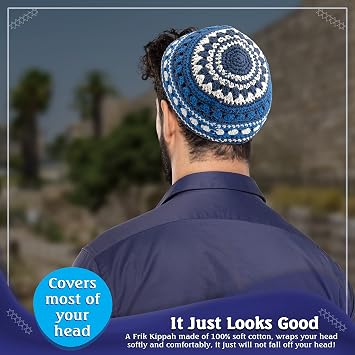 Pack of 4-Pcs - Hq 23cm/Large Size Mix Colors Handmade Frik Kippah for Men Boys and Kids, Yamaka Hat from Israel - Kippot Bulk (Mix 3)