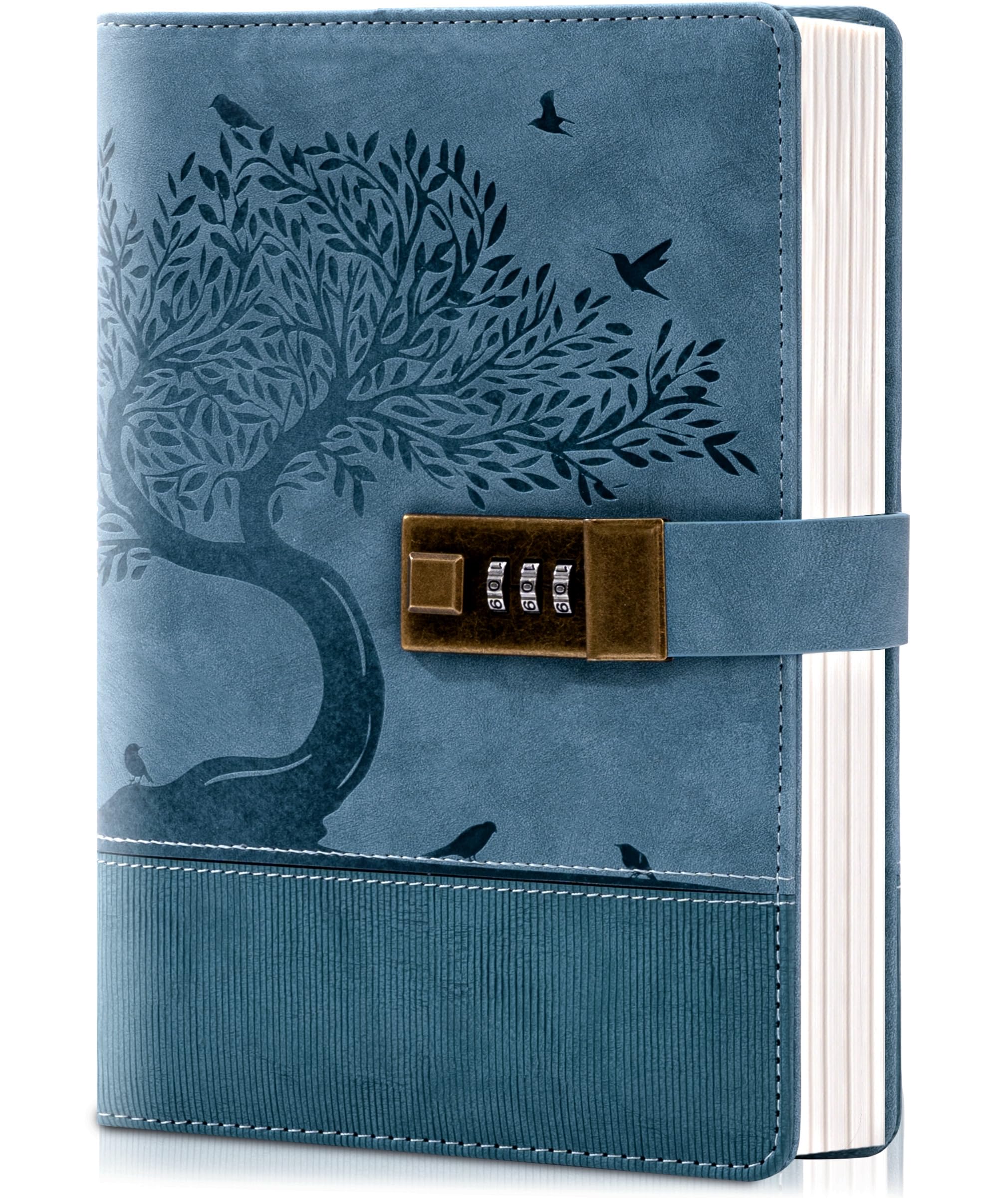 MINICAGIE Vintage Diary with Lock for Women Girls 256 Pages Leather Password Journal with Lock A5 Locking Journals for Writing Note Taking Boys Men,