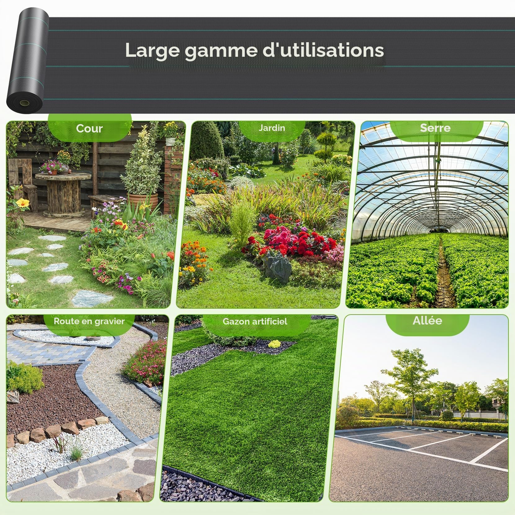 iropro - Barrière tissée robuste, contre les mauvaises herbes, pour aménagement paysager et pour le jardin - 1,2 x 91,4 m