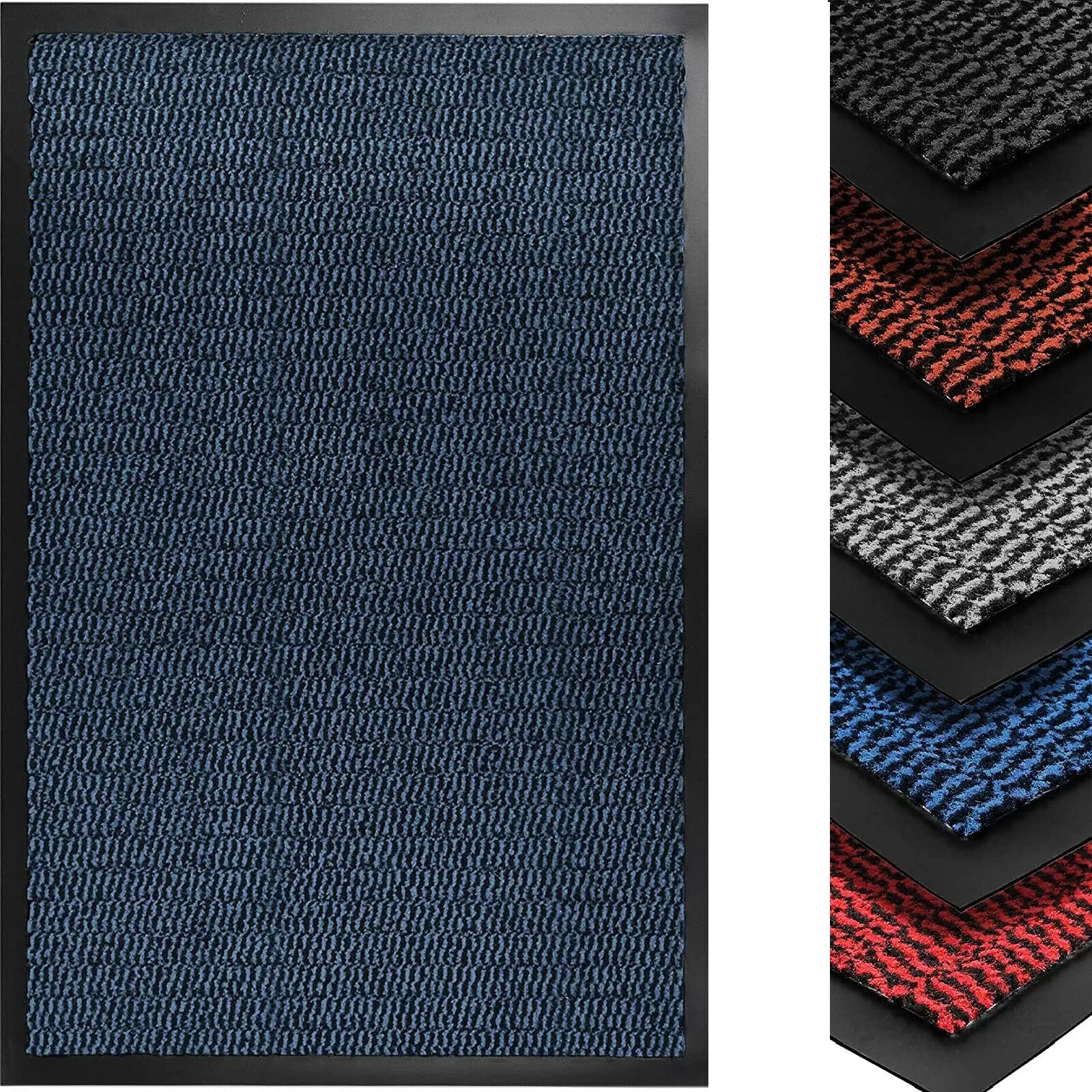 Monal Heavy Duty Indoor & Outdoor Rubber Non-Slip Floor & Kitchen Barrier Mat Easy Clean Absorbent Soft Feel Entrance Rug Shoes Scraper Floor Mat (60 x 150 cm (2' x 5'), Blue)