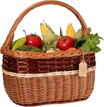 Wicker Basket "Amber" 39 x 25 x 24 cm Handmade Wicker Shopping Basket with Handle Mushroom Basket for Market