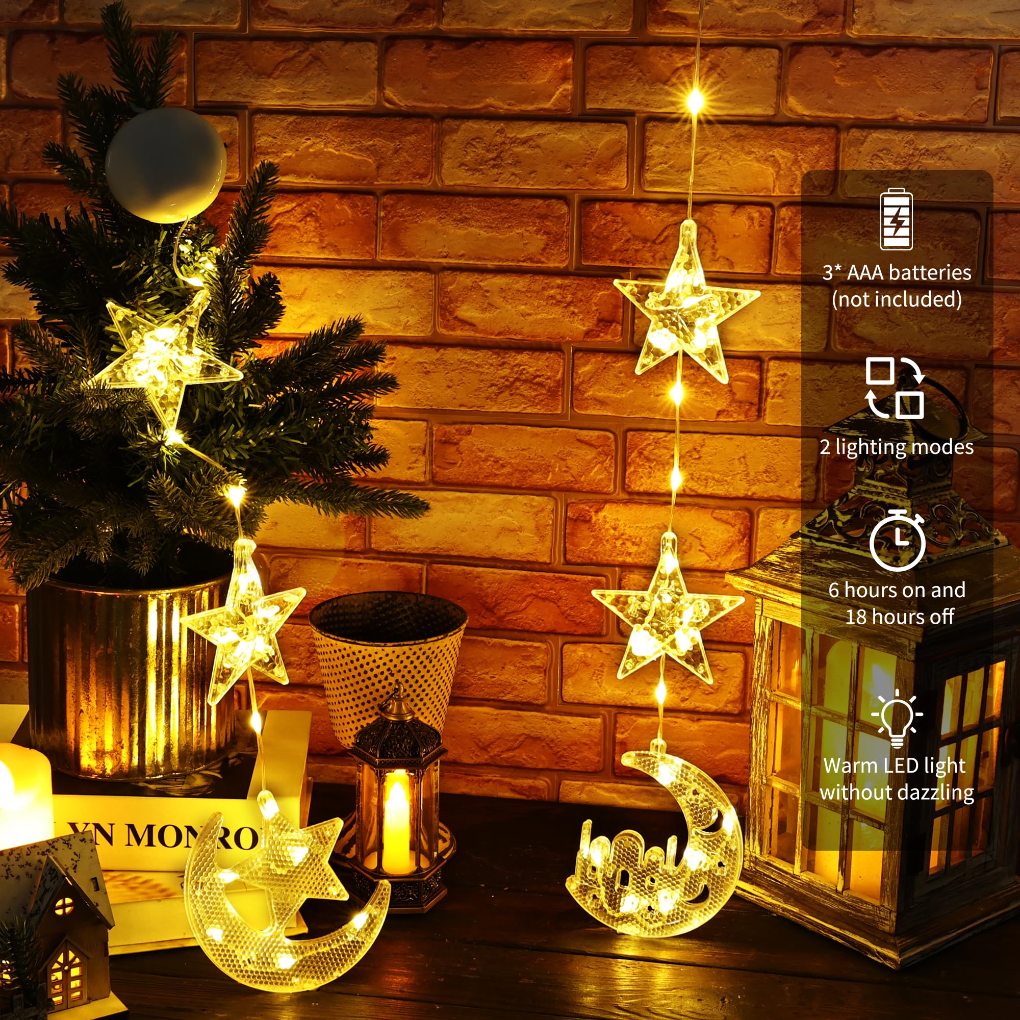 Weihnachtsdeko LED Sterne - 2 Stück Mit Timer Für Fensterbeleuchtung