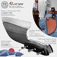 Vista 4 de Cuchillo de chef serbio de tanga completa, cuchillo de carnicero, cuchillos de cocina, juego con funda de cuero, para llevar, de carnicero (20.32 cm)