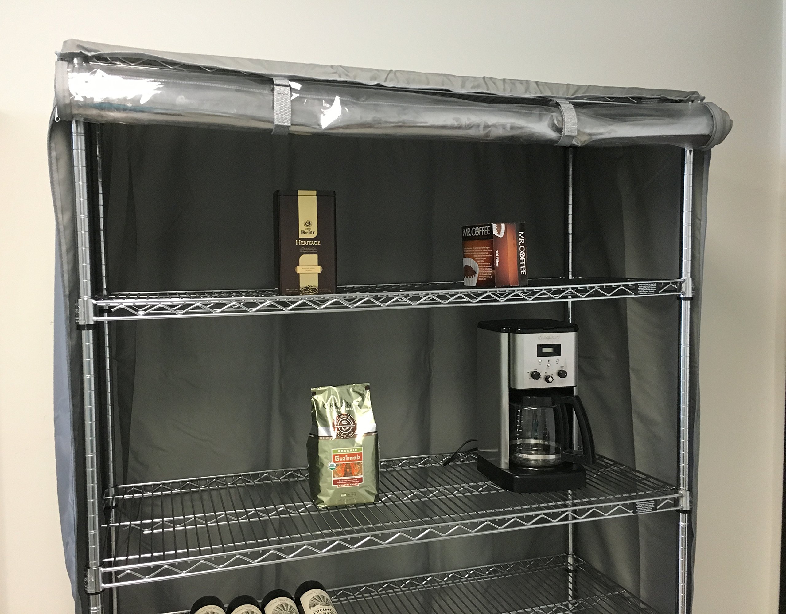 Storage Shelving Unit Cover, fits Racks 48" Wx18 Dx72 H one Side See