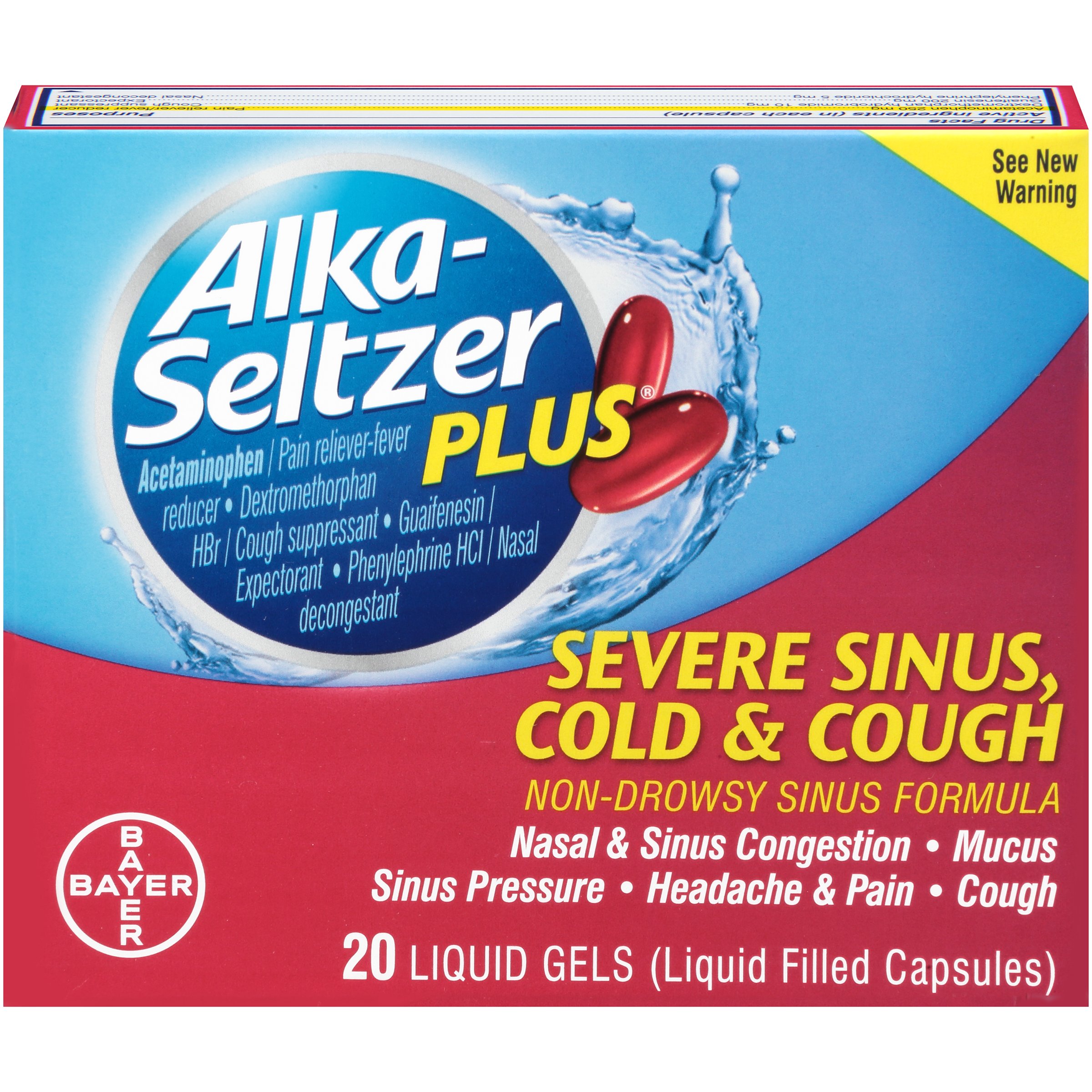Buy AlkaSeltzer Plus Severe Sinus, Cold and Liquid Gels, 20 Count