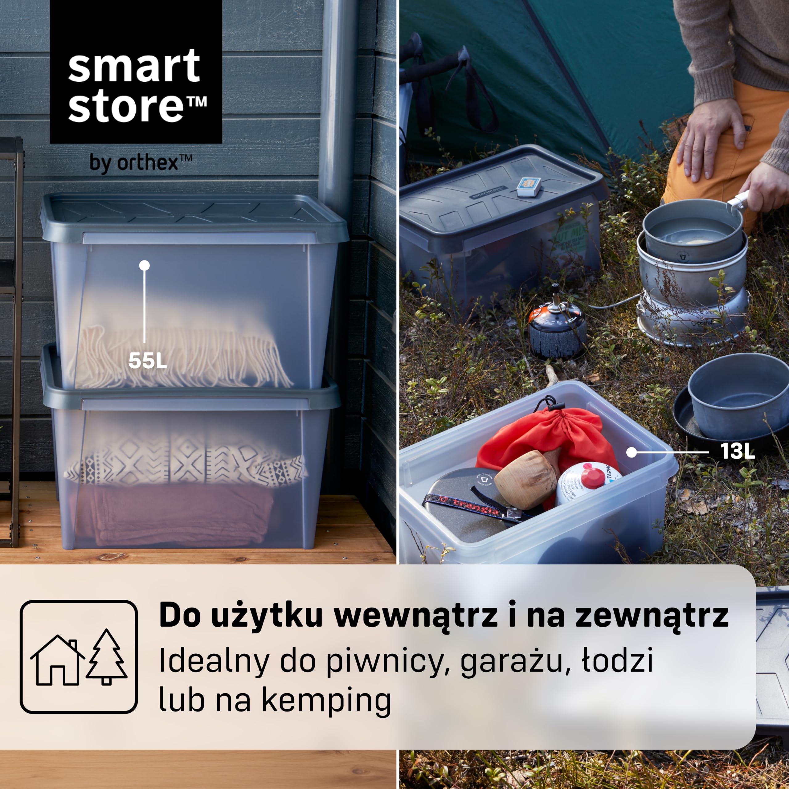 SmartStore Pojemnik z Pokrywą 13 L I Zestaw 7 szt. Sztaplowalny I 40 x 30 x 20 cm I Wodoodporny, Pyłoszczelny I Garaż Piwnica Strych I Made in Sweden, 10 Lat Gwarancji