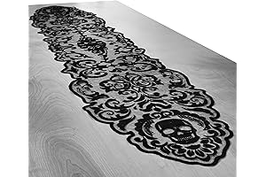 Amscan Black Goth Boneyard Fabric Table Runner