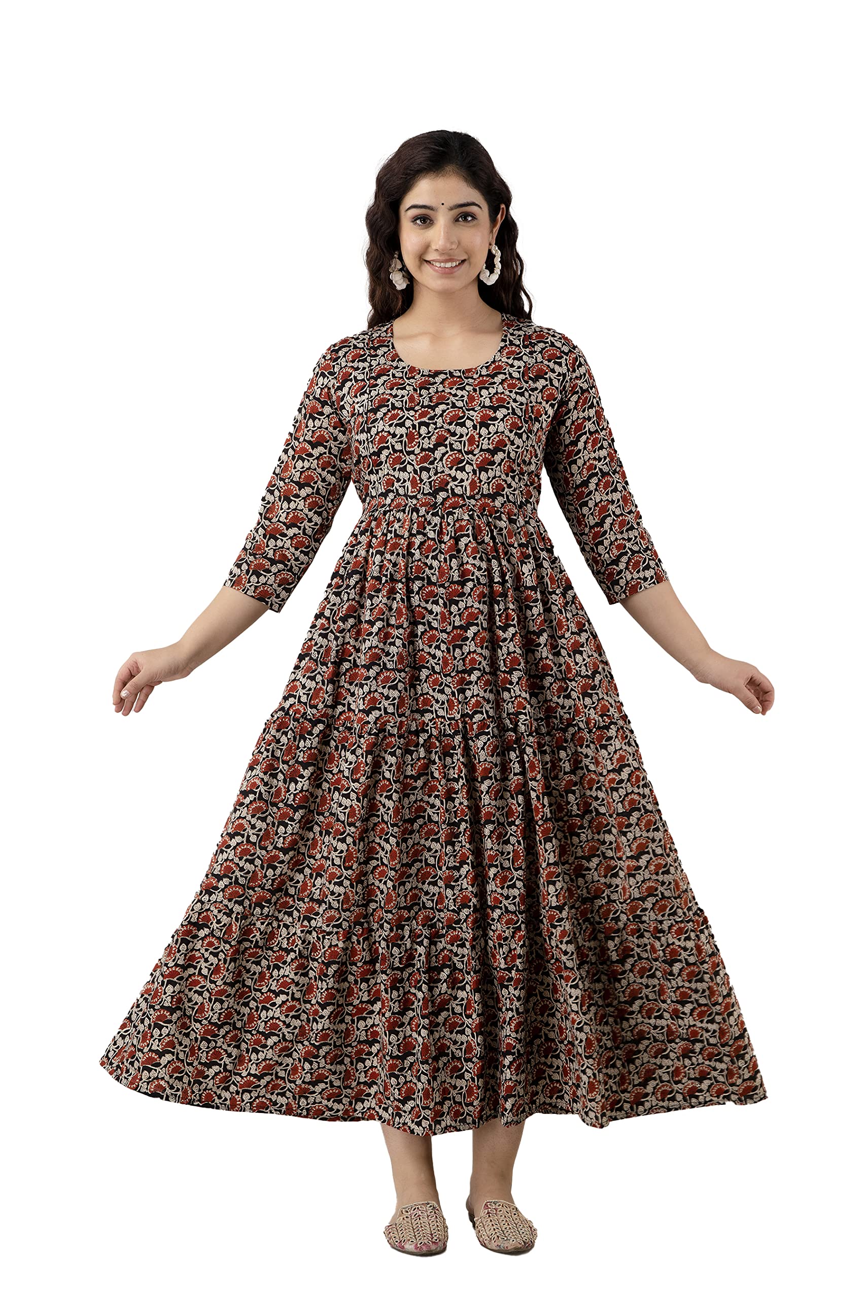 Swarnkar CreationPre & Post Maternity Nursing Maxi Dress with Both Sides Zipper for Easy Feeding