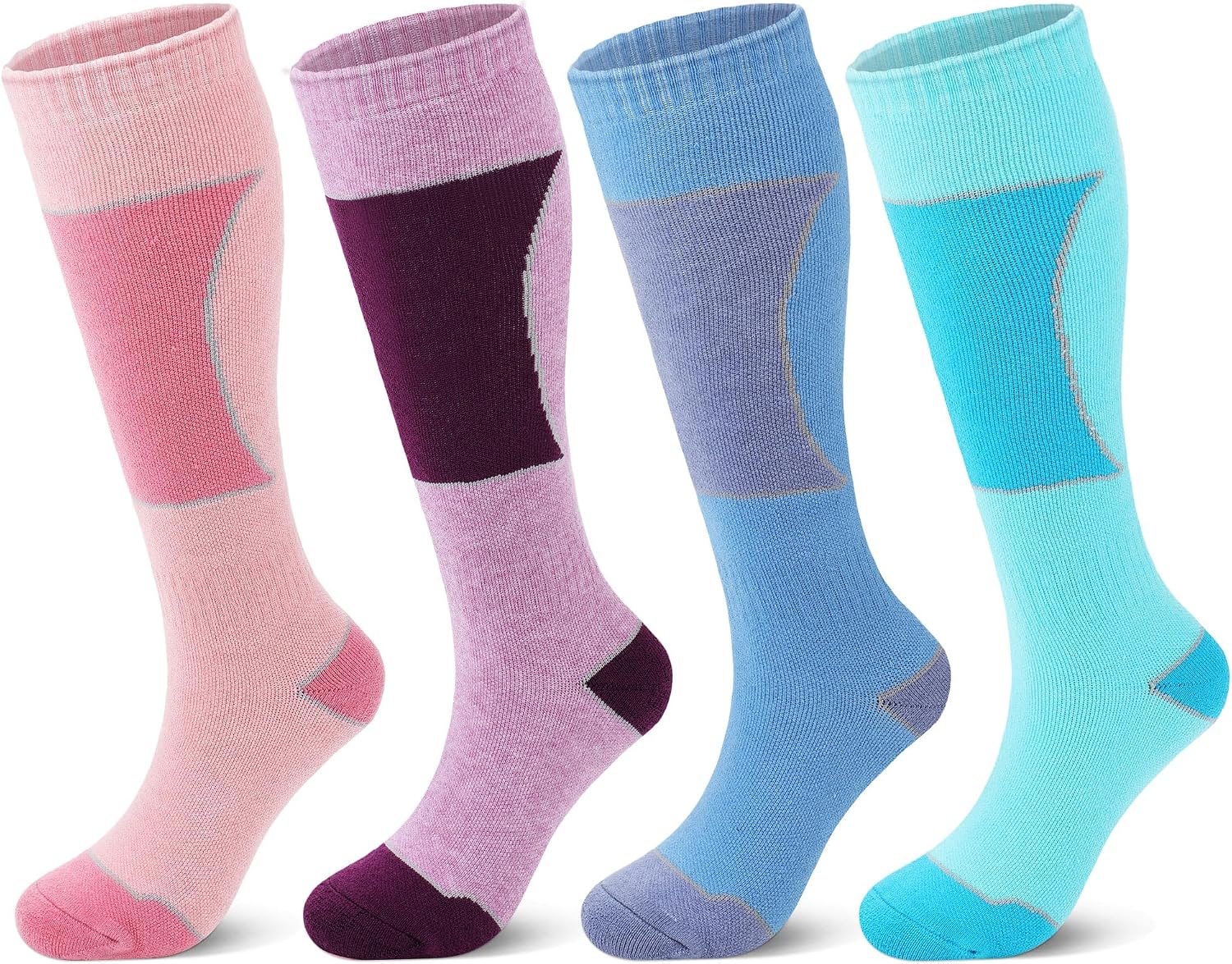 Geyoga 4 Pairs Merino Wool Ski Socks Women Men Wool Winter Thermal Thick Ski Sock Gifts for Snowboarding Gear Hiking