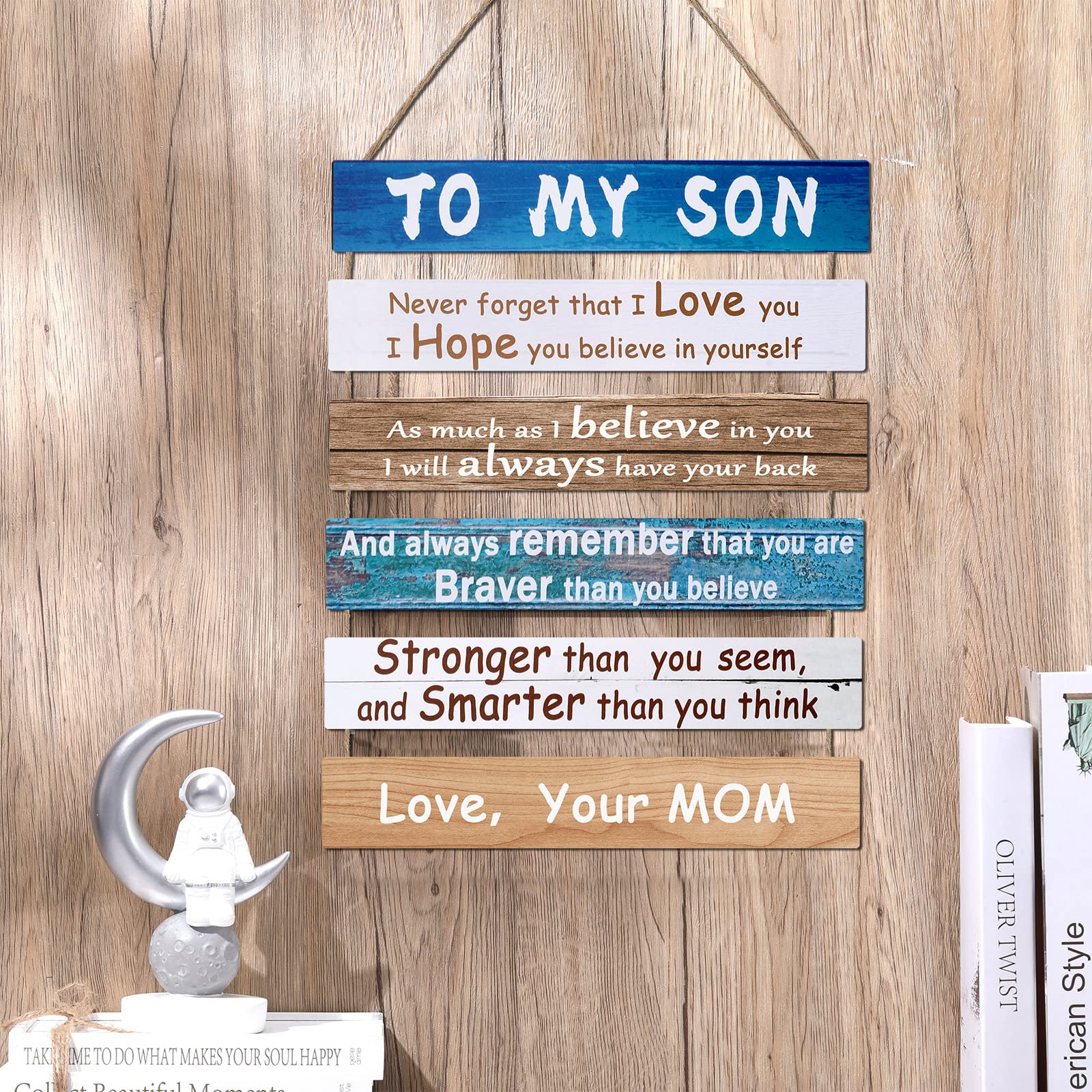 Regalo para mi hijo de mamá, decoración de habitación de niños, decoración de dormitorio para niñas, decoración de habitación de bebé, decoración de pared de baño de madera, regalos de arte 7